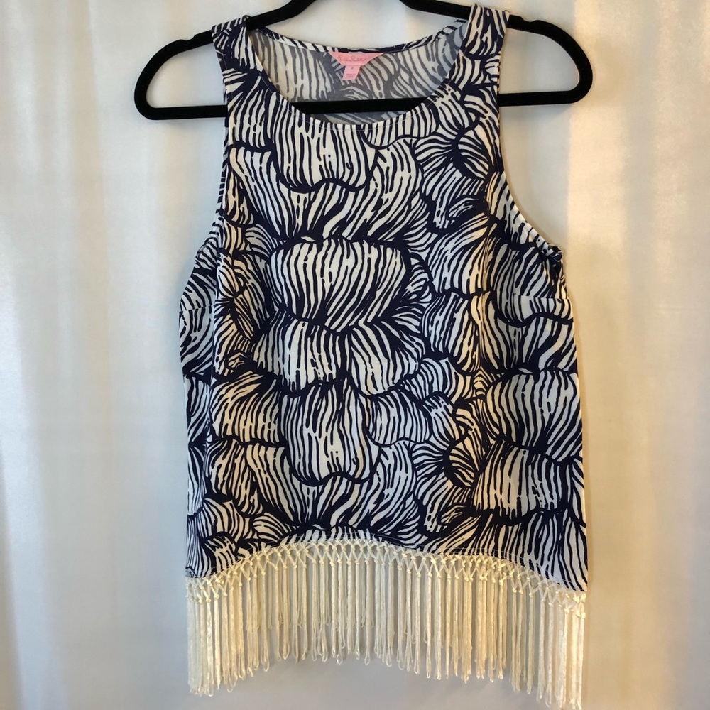 Lily Pulitzer Sleeveless blue and cream top Sz S